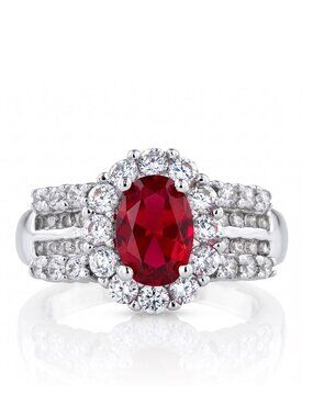 Oval Red Ruby Gemstone Ring, 925 Sterling Silver Charmed Aroma